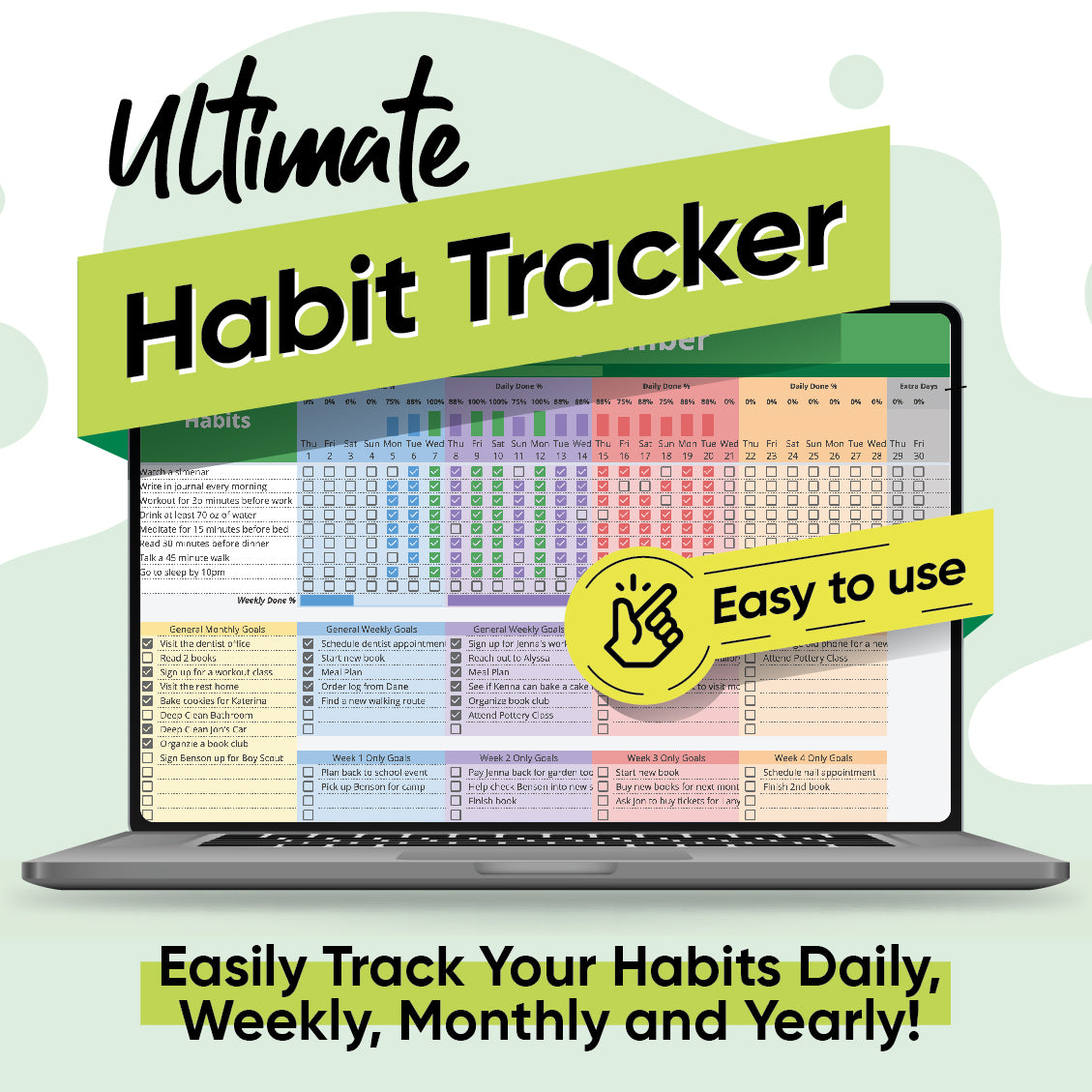 Ultimate Habit Tracker Spreadsheet Premium Quality Tracker EmilyExcels
